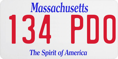 MA license plate 134PD0