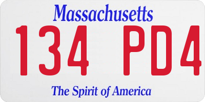 MA license plate 134PD4