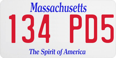MA license plate 134PD5