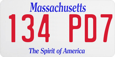 MA license plate 134PD7