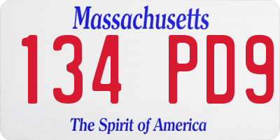 MA license plate 134PD9