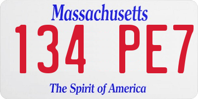 MA license plate 134PE7