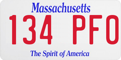 MA license plate 134PF0