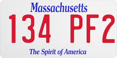 MA license plate 134PF2