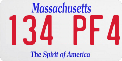 MA license plate 134PF4