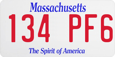 MA license plate 134PF6