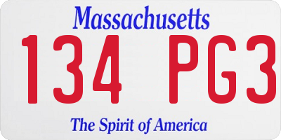 MA license plate 134PG3