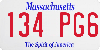 MA license plate 134PG6