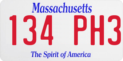 MA license plate 134PH3