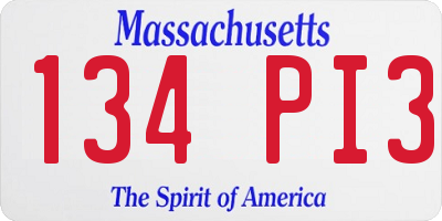 MA license plate 134PI3