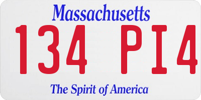 MA license plate 134PI4