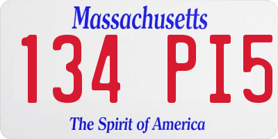 MA license plate 134PI5