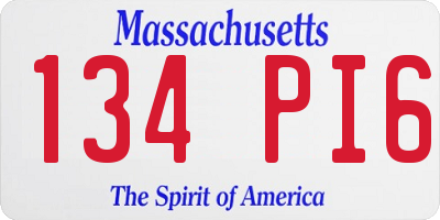 MA license plate 134PI6