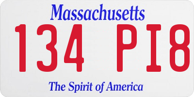 MA license plate 134PI8