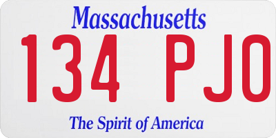 MA license plate 134PJ0
