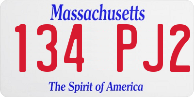 MA license plate 134PJ2