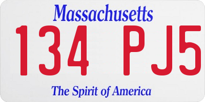 MA license plate 134PJ5