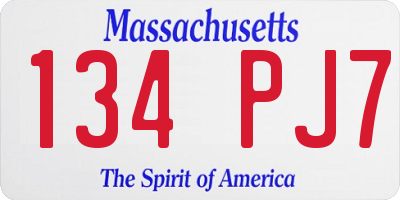 MA license plate 134PJ7