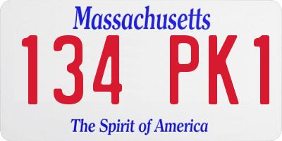 MA license plate 134PK1