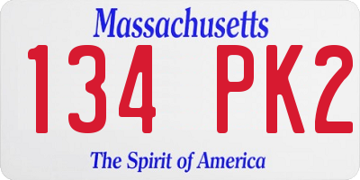 MA license plate 134PK2