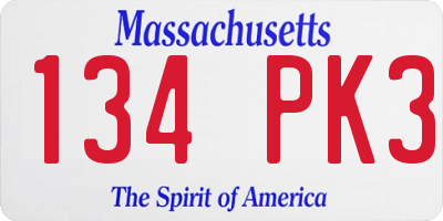 MA license plate 134PK3