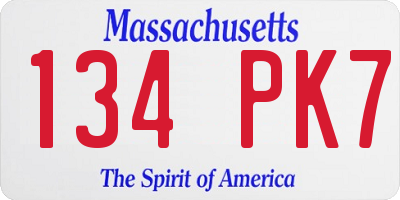 MA license plate 134PK7