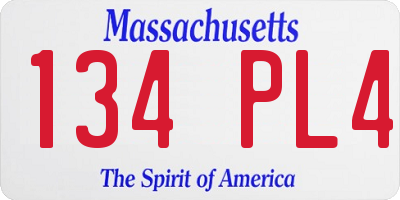 MA license plate 134PL4