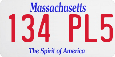 MA license plate 134PL5