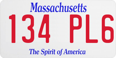 MA license plate 134PL6