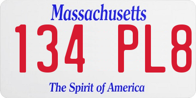 MA license plate 134PL8