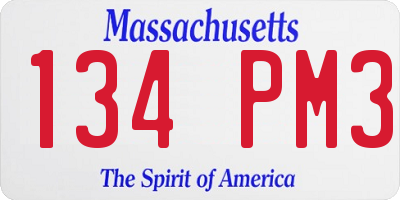 MA license plate 134PM3