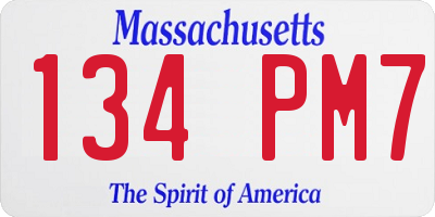 MA license plate 134PM7