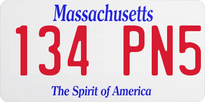 MA license plate 134PN5