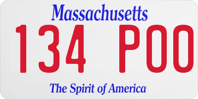 MA license plate 134PO0