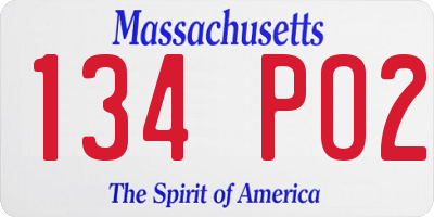MA license plate 134PO2