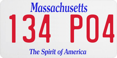 MA license plate 134PO4