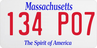 MA license plate 134PO7