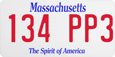 MA license plate 134PP3