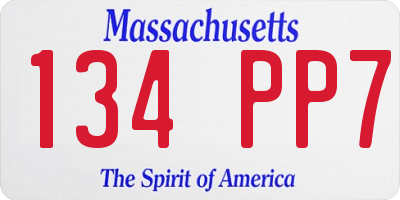 MA license plate 134PP7