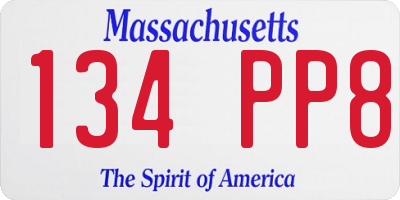MA license plate 134PP8