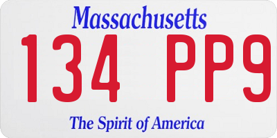 MA license plate 134PP9