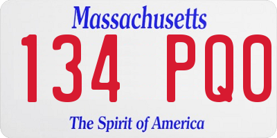 MA license plate 134PQ0