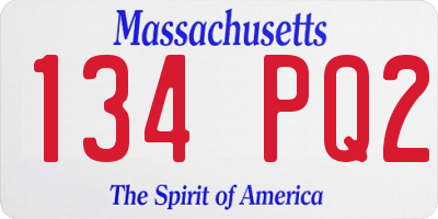 MA license plate 134PQ2