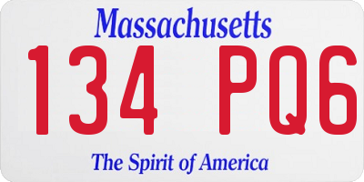 MA license plate 134PQ6