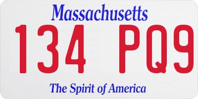 MA license plate 134PQ9