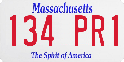 MA license plate 134PR1