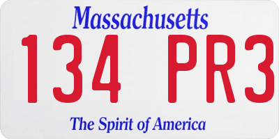 MA license plate 134PR3