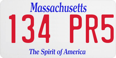 MA license plate 134PR5