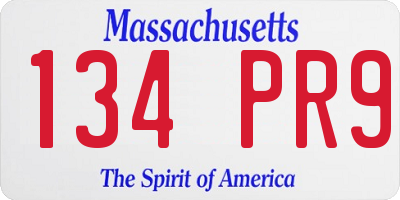 MA license plate 134PR9