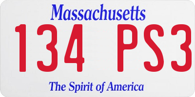 MA license plate 134PS3